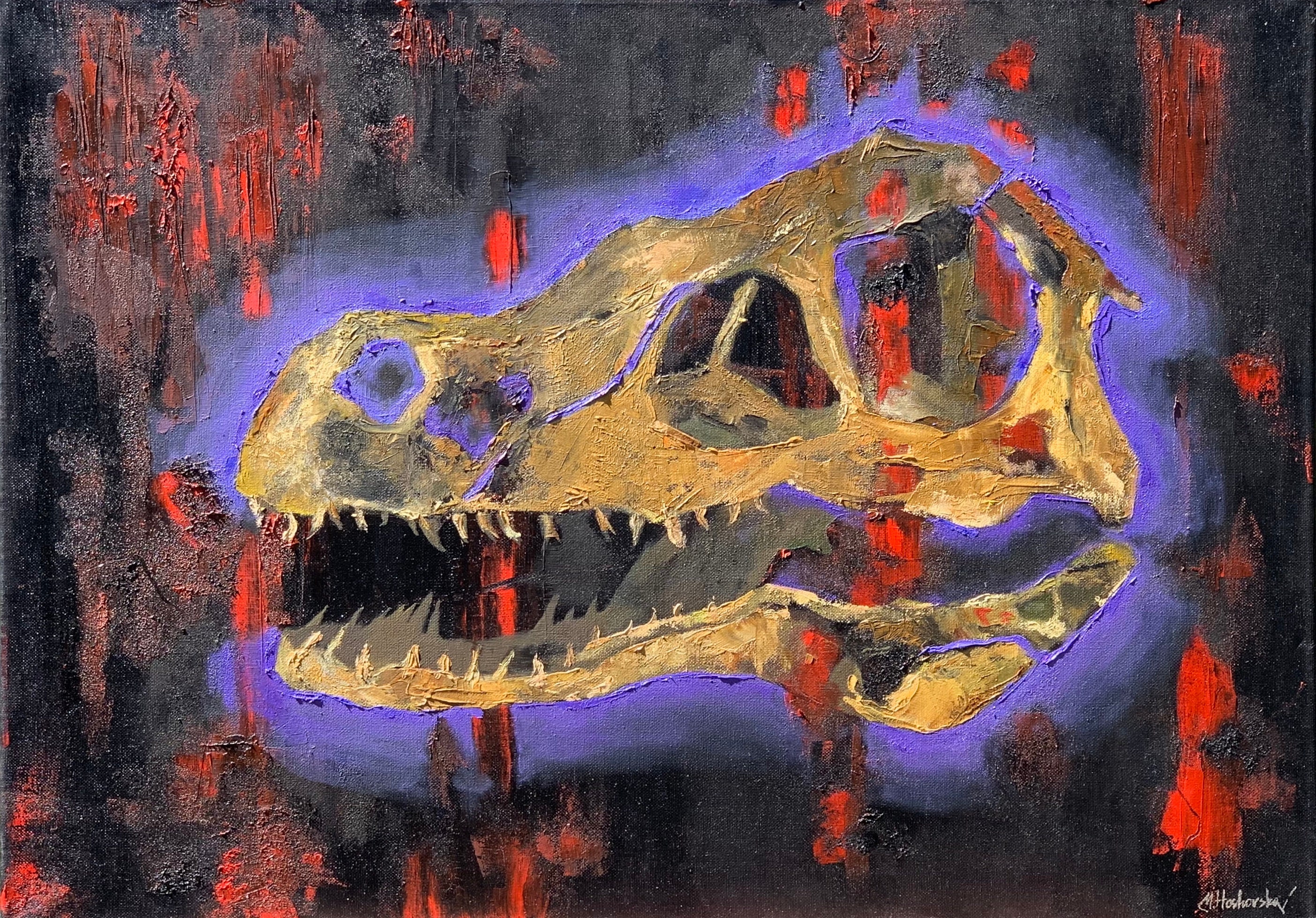 Dinosaur Abstract Oil Painting Dinosaur Skull ORIGINAL - Etsy