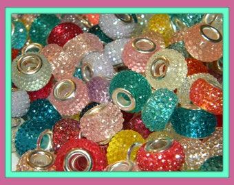 NEW 20/Pc large hole Bumpy dots European beads lot mixed random picked High Quality RESIN 5.0mm Holes Fit most European charm bracelets