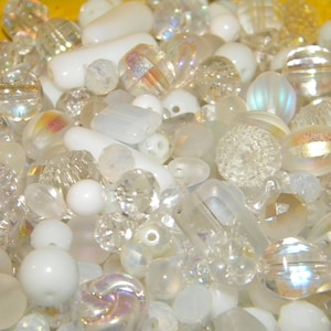 New 8/oz High Quality Glass Bead mixed Whites, Clear, and creams mixed loose beads lot 6mm-20mm Mixed colors & shaped Bead lot FREE SHIPPING