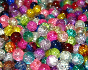 New 100/Pc Glass mixed Round beads lot 8mm Ombre Glass Crackle Beads Mixed Random pick lot FREE SHIPPING 1.0mm Hole