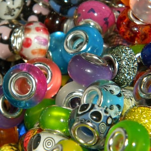 NEW 100/Pc large hole European beads lot mixed random picked High Quality Resin Colorful Fit most European charm bracelets