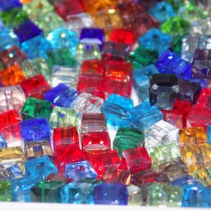 NEW 200/pc Bulk sale Square Beveled edge Faceted 4mm Glass Crystal Beads Mixed Rondelle Random picked lot Mixed colors(200CR)