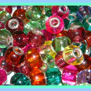 NEW 20/Pc Clear colors rounded 14mm GLASS Bubbled large 5.0mm hole European beads lot Fit most European charm bracelets FREE shipping (M1)