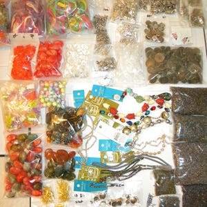 New Huge Lot Craft and Jewelry making supplies *As pictured lot* Mixed Multi colors and shaped bead, charms, focals lot FREE SHIPPING (JA17)