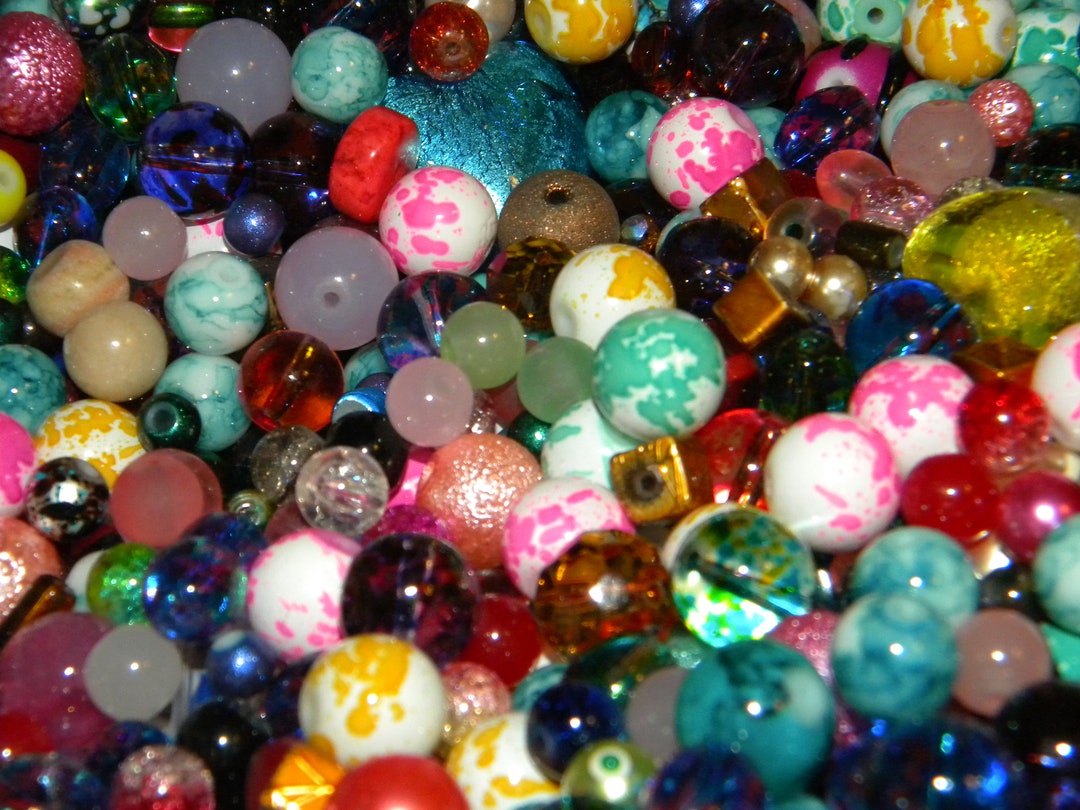 Glass Beads, assorted shapes, 6-12mm, 1-oz, Light Blue