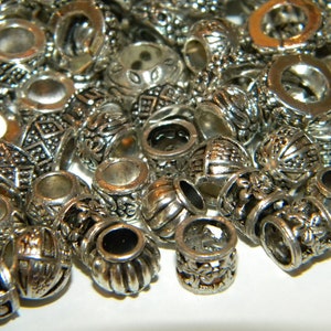 New 100/Pc Metal spacers Tibetan Silver European 2.5mm-3.5mm MIXED  beads lot mixed random picked large 2.9-5.5mm hole Spacer beads lot(CR)