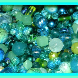 New 8/oz Loose Glass Beads Ocean Mix, Blues and greens Mix beads lot 6-20mm Mixed colors & shaped Bead lot FREE SHIPPING