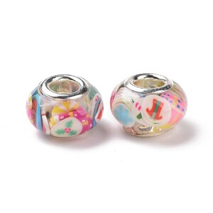 NEW 20/Pc CHRISTMAS theme large hole European beads lot mixed High Quality resin Colorful Fit most European charm bracelets(01P11)