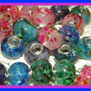 NEW 20/Pc Speckled splash GLASS rounded Bubbled large hole European beads lot Colorful Fit most European charm bracelets FREE shipping(5-M1)