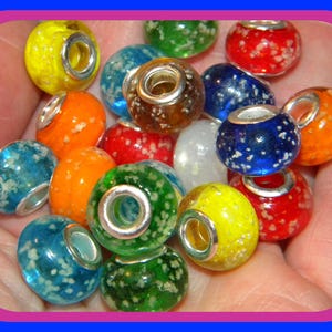 New 20/Pc Mixed random color GLOW in the dark Large hole European beads lot GLASS Colorful Fit European charm bracelets FREE shipping(GL1)