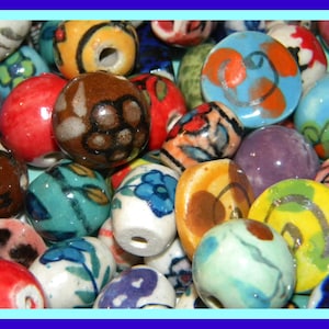 New 8/oz Loose Clay Porcelain ceramic mix beads lot 8-20mm Mixed Random pick colors & shaped Bead lot FREE SHIPPING..... No junk