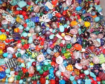 2/POUND'S Loose Glass, crystals, and Gemstones mixed beads lot 6mm-20mm Randomly picked