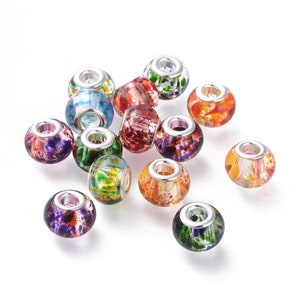 NEW 20/Pc Speckled splash GLASS rounded Bubbled large hole European beads lot Colorful Fit most European charm bracelets FREE shipping(4-M1)