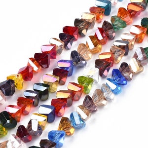 New 2/St (about 200/pc)  triangle CIRCUS mix Small 3.5x6x4.5mm Crystal GLASS BEADS 1.0mm hole Mixed different colors on this strand(TR1)