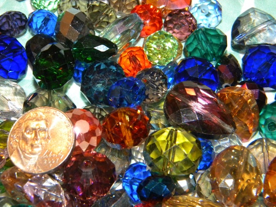 NEW 50/pc Faceted Jesse James Glass Crystal Beads Mixed Random