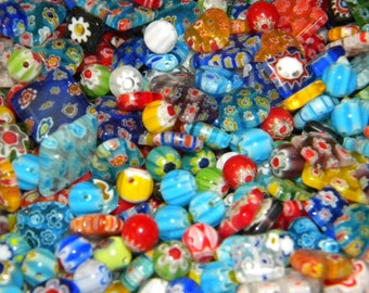 NEW 50/pc Millefiori Glass mixed colors & shaped beads lot 6mm-20mm Loose Beads Mixed Random pick lot