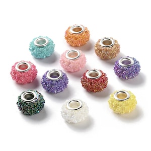 NEW 30/Pc Mixed color Rose Flower Floral Edged European beads lot 14mm Large 5.0mm hole random picked RESIN Fits European charm bracelets