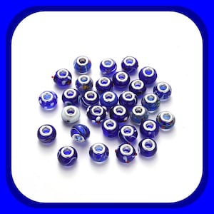 New 20/Pc Mixed Dark Blues Cobalt 14mm GLASS large hole European beads lot Colorful Fit most charm bracelets FREE shipping (DD)