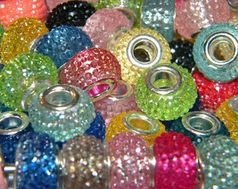 20/Pc large hole Bumpy dotted edge European beads lot mixed random picked High Quality RESIN 5.0mm Holes Fit most European charm bracelets