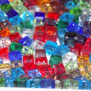 NEW 100/pc Square Beveled edge Faceted 4mm Glass Crystal Beads Mixed Rondelle Random picked lot Mixed colors
