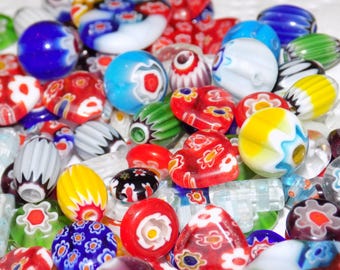 50/pc Millefiori Glass mixed colors & shaped beads lot 6mm-20mm Loose Beads Mixed Random pick lot
