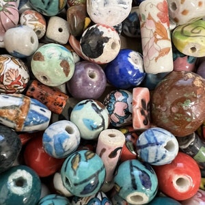 New 16/oz Loose Clay Porcelain ceramic mix beads lot 8-20mm Mixed Random pick colors & shaped Bead lot FREE SHIPPING..... No junk