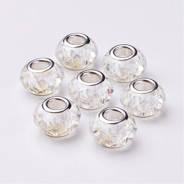 Lot De 50 Perles Acrylique Facettées Bleues - Trou Large 14mm - Loose Beads Uxcell - Neuf