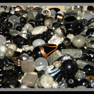 New 8/oz Loose Glass Beads Black/ Silver/ Smoke/ Gray Mixed beads lot 6-20mm Mixed colors & shaped Bead lot