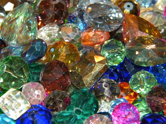 NEW Bulk 1 POUND Faceted Jesse James Glass Crystal Beads Mixed