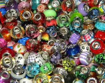 NEW 400/Pc large hole European beads lot mixed random picked High Quality Resin, Colorful European charm bracelets, garden stakes, pens
