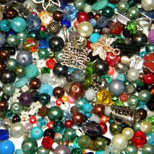 New 1/Lb & 10/Oz Loose Glass, Metal, crystals, and Gemstones mix beads lot 2mm-10mm Mixed colors and shaped, Bead lot *FREE SHIPPING*