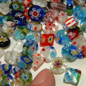 New 100/pc Millefiori, cane, lampwork Glass Petite mix colors & shaped beads 4mm-6mm Loose Beads Mixed Random pick lot FREE SHIPPING (PET)