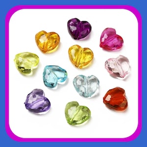 New 15/pc BOLD LOVE hearts Transparent Acrylic Beads, Heart, Mixed Color, 25x29.2x16mm, Hole: 3mm random pick beads Mobile Suncatcher(18Y)