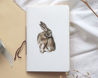 Handmade Notebook "Rabbit" | Diary Journal Sketchbook Animal Illustration