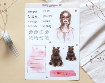 Sticker Sheet "The Girl & the Bear" | Weekly Bullet Journal Kit