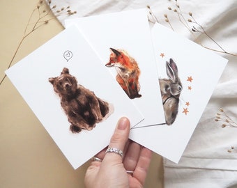 Postkarten Set "Animal Friends" | Zeichnung Gemälde Skizze Illustration Porträt