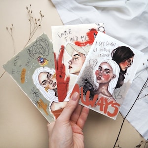 Postkarten Set "Messy" | Zeichnung Gemälde Skizze Illustration Porträt