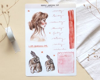 Sticker Sheet "The Girl & the Rabbit" | Weekly Bullet Journal Kit