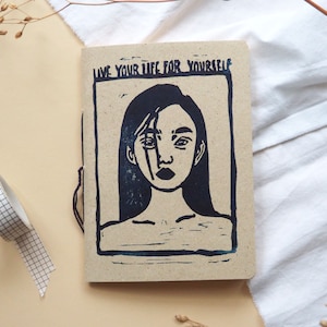 Handgemachtes Notizbuch "Live For Yourself" | Notizheft Tagebuch Skizzenbuch