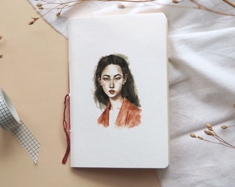 Handmade Notebook "Eloise" | Diary Journal Sketchbook Portrait Illustration