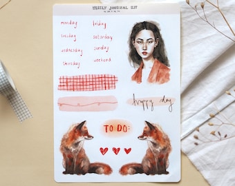 Sticker Sheet "The Girl & the Fox" | Weekly Bullet Journal Kit