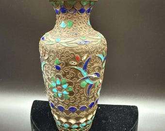 Jarrón de cobre cloisonné