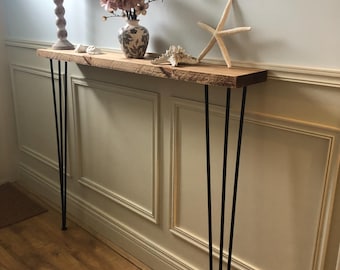 Rustic Radiator solid wood cover table, Console hallway Table, heater cover table, Side table with Black 3 Pin Hairpin metal Legs.