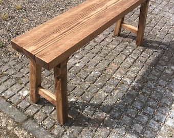 Custom made rustic wood hallway bench. Shoe rack storage, slim, quality handmade