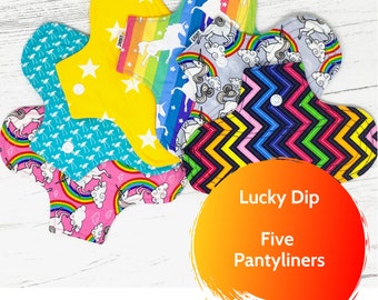 5 Pack Reusable Cloth Pantyliners – Organic Cotton, Vegan, Eco-Friendly, Washable, Light Flow – Sustainable Period Care Multipack