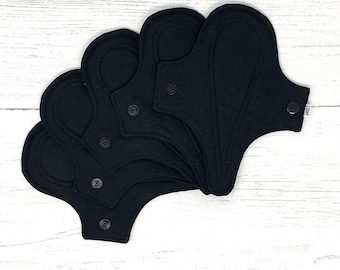 5 Pack Reusable Thong Pantyliners – Black, Organic Cotton, Eco-Friendly, Vegan & Washable, Light Flow, Multipack – Sustainable Period Care