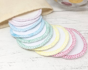 Reusable Cotton Rounds and Wash Bag– 10-Pack Organic Recycled Cotton, Soft Facial Pads for Cleansing, Makeup Removal, Exfoliating