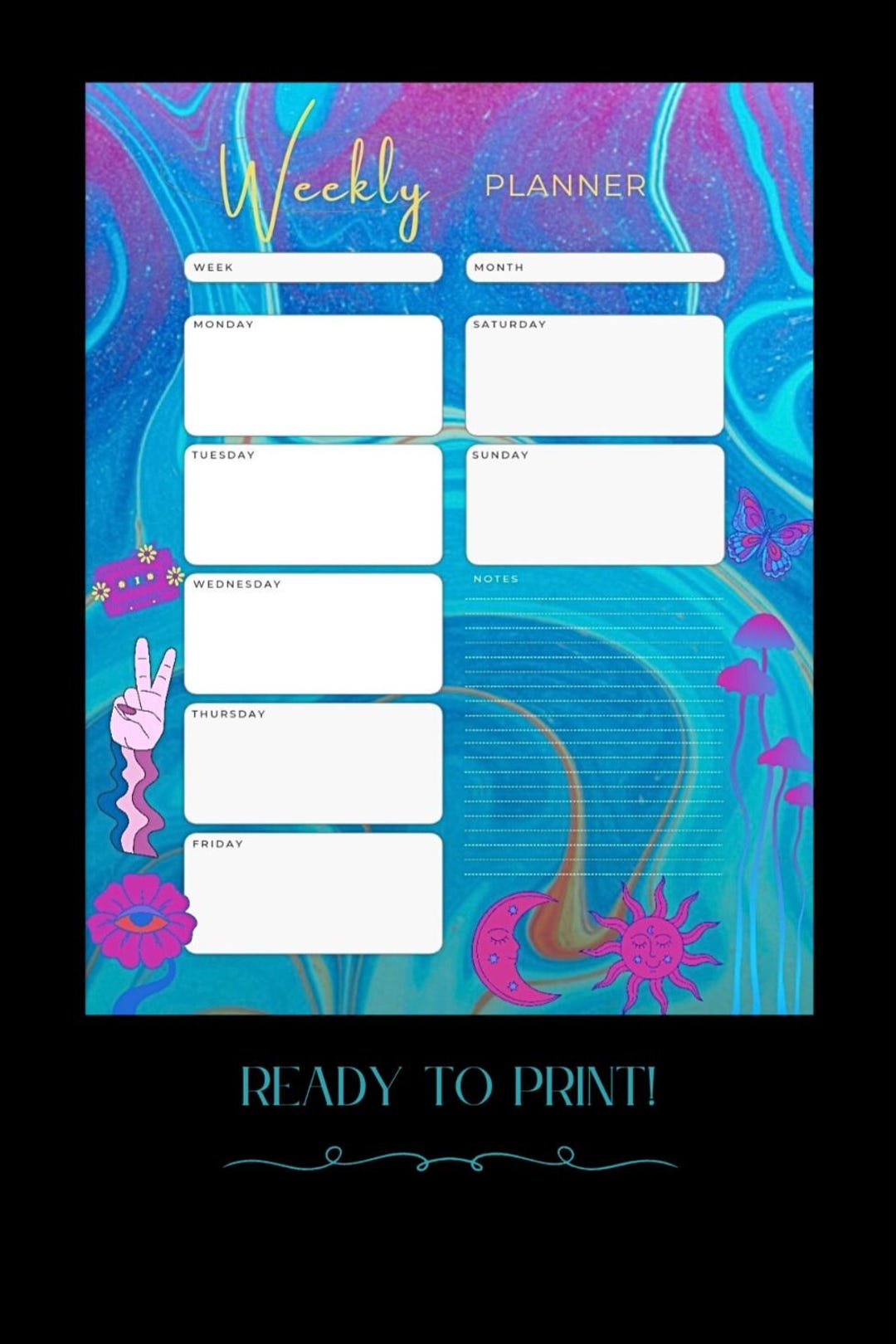 Groovy Weekly Planner - Etsy