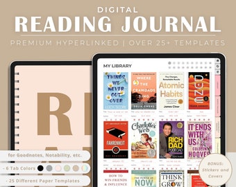 Digital Reading Journal, Reading Planner Digital, Reading Log and Book Review, Reading Tracker, Goodnote Templates