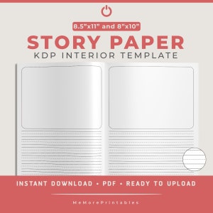 Modello di carta per storie (senza bleed design) - (8,5 "x11" e 8 "x10"), modello interno KDP, interno a basso contenuto, 120 pagine